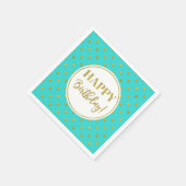 Serviette En Papier Joyeux Points d'or blanc turquoise d'anniversaire (Coin)