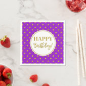 Serviette En Papier Joyeux Points d'or blanc violet d'anniversaire (En situation)