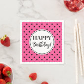 Serviette En Papier Joyeux Points noirs blancs roses d'anniversaire (En situation)