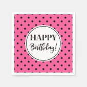 Serviette En Papier Joyeux Points noirs blancs roses d'anniversaire (Devant)