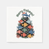 Serviette En Papier Joyeux Poissons de Noël Poisson Drôle Pêche (Devant)