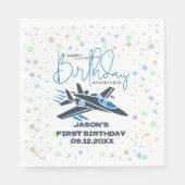 Serviette En Papier Joyeux premier anniversaire Jet Fighter Avion Bleu (Devant)