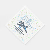 Serviette En Papier Joyeux premier anniversaire Jet Fighter Avion Bleu (Coin)