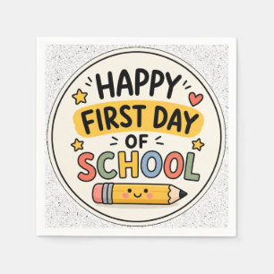 Serviette En Papier Joyeux Premier Jour d'École Crayon Mignon Kawaii