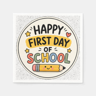 Serviette En Papier Joyeux Premier Jour d'École Crayon Mignon Kawaii