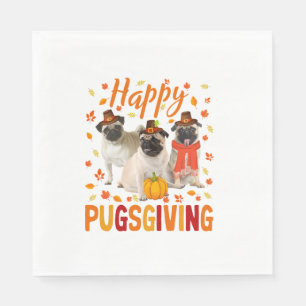Serviette En Papier Joyeux Pugsgiving mignon Thanksgiving Carlin Chien