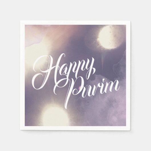 Serviette En Papier Joyeux purim en étincelle et pourpre (Devant)