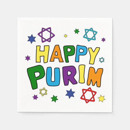 Serviette En Papier Joyeux Purim ! Serviettes de table (Devant)