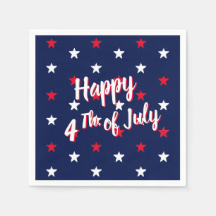 Serviette En Papier Joyeux quatrième de juillet rouge blanc et bleu ma