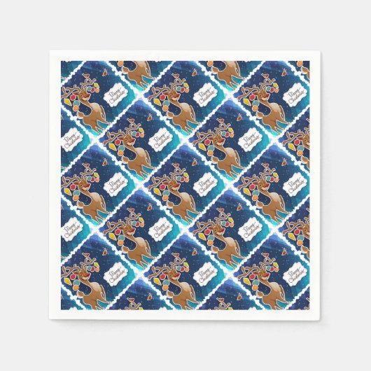 Serviette En Papier Joyeux rennes de Noël (Devant)