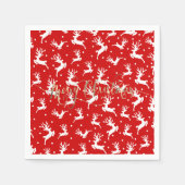 Serviette En Papier Joyeux rennes de Noël Rouge (Devant)