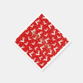 Serviette En Papier Joyeux rennes de Noël Rouge (Coin)