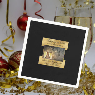 Serviette En Papier Joyeux réveillon du Nouvel An Elegant Black Gold m