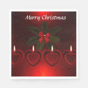 Serviette En Papier Joyeux ruban de couronne rouge de Noël