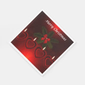 Serviette En Papier Joyeux ruban de couronne rouge de Noël (Coin)