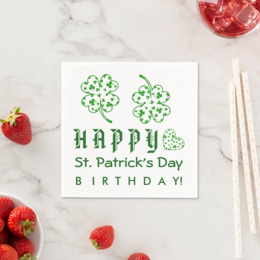 Serviette En Papier Joyeux Saint Patrick Shamrocks d'anniversaire A03A (En situation)