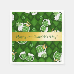 Serviette En Papier Joyeux Saint Patrick's Day Green Beer Napkins