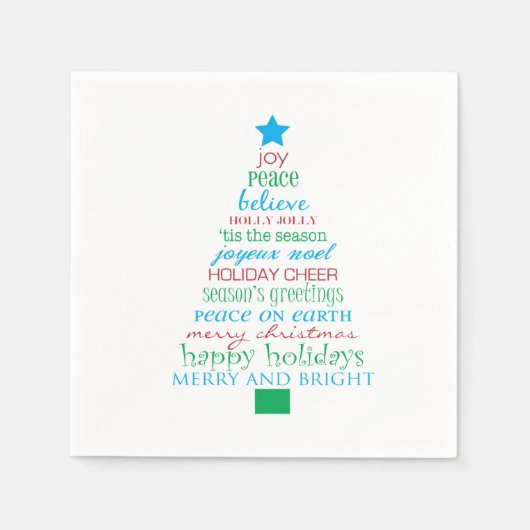 Serviette En Papier Joyeux sapin de Noël (Devant)