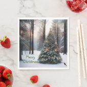 Serviette En Papier Joyeux sapin de Noël (En situation)