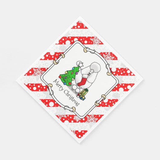 Serviette En Papier Joyeux sapin de Noël 2 caniche (blanc) chien migno (Coin)