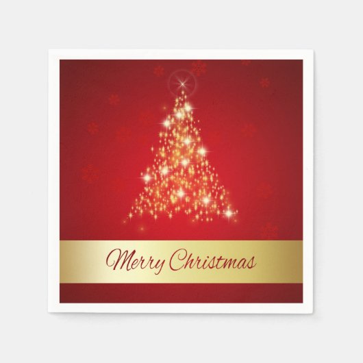 Serviette En Papier Joyeux sapin de Noël éclatant (Devant)