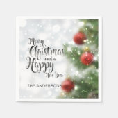 Serviette En Papier Joyeux sapin de Noël personnalisé | Serviette de t (Devant)