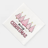 Serviette En Papier Joyeux sapin rose (Coin)