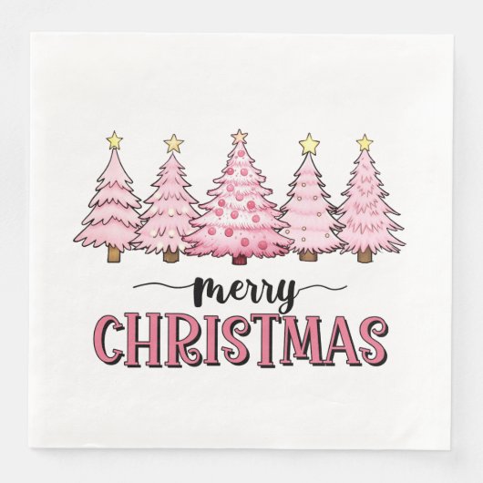 Serviette En Papier Joyeux sapin rose (Devant)