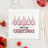 Serviette En Papier Joyeux sapin rose (En situation)