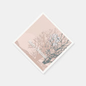 Serviette En Papier Joyeux sapin silhouette de Noël en bei rose vif (Coin)