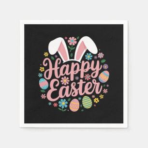 Serviette En Papier Joyeux Sayings de Pâques Oeuf Bunny