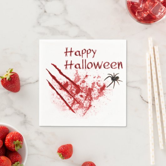 Serviette En Papier Joyeux Scratches Sanglantes Halloween (En situation)