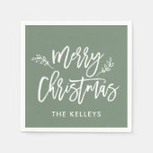 Serviette En Papier Joyeux script de Noël Couleur personnalisée (Devant)