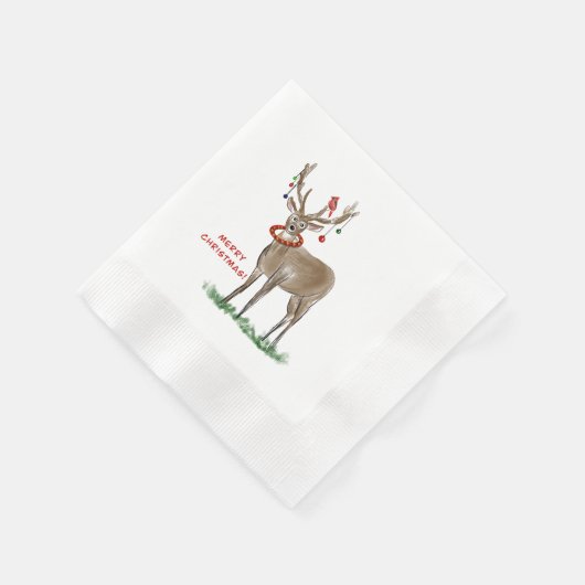 Serviette En Papier Joyeux serviettes de Noël aux cerfs (Coin)