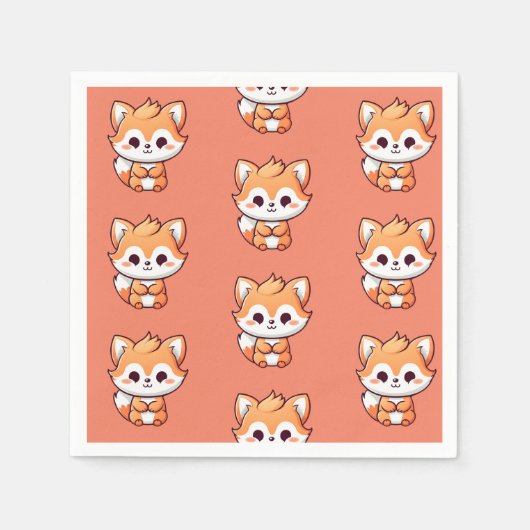 Serviette En Papier Joyeux serviettes Fox (Devant)