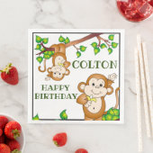 Serviette En Papier Joyeux singes d'anniversaire (En situation)