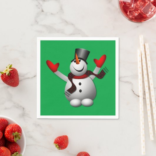 Serviette En Papier Joyeux Snowman Holiday Party (En situation)