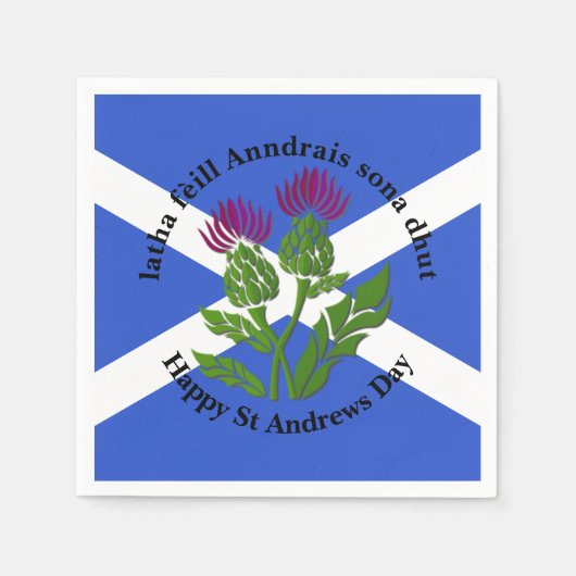 Serviette En Papier Joyeux St Andrews Jour Drapeau Chardon Petit (Devant)
