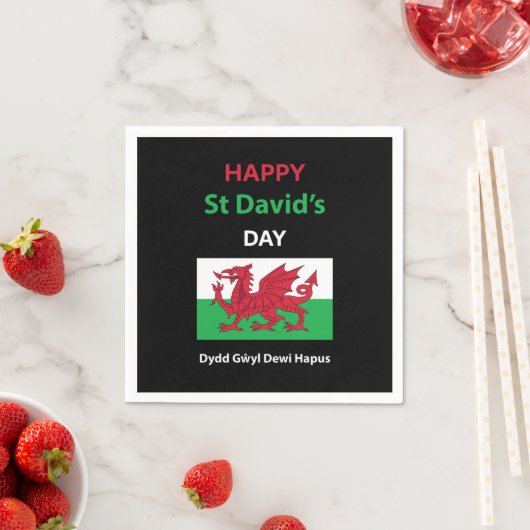 Serviette En Papier Joyeux St David's Day Dydd Gala Gallois Dewi Hapus (En situation)