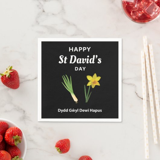 Serviette En Papier Joyeux St David's Day Dydd Gala Gallois Dewi Hapus (En situation)