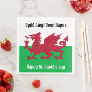 Serviette En Papier Joyeux St. David's Day Red Dragon Gallois Drapeau