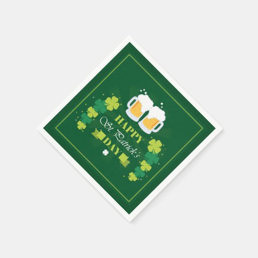 Serviette En Papier Joyeux St. Patricks Day Bière et Clovers (Coin)