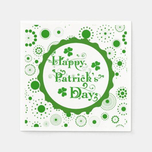 Serviette En Papier Joyeux St. Patrick's Day Floral Text Design (Devant)