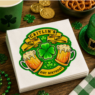 Serviette En Papier Joyeux St Patrick's Day Trèfle 21e Anniversaire