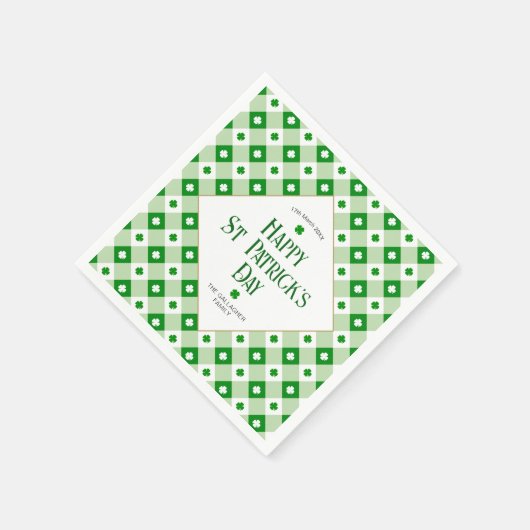 Serviette En Papier Joyeux St Patrick's Day Verte Clover Nom de l'avio (Coin)