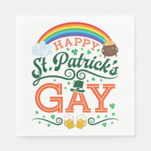 Serviette En Papier Joyeux St. Patricks Gay LGBTQ Pride Arc en ciel