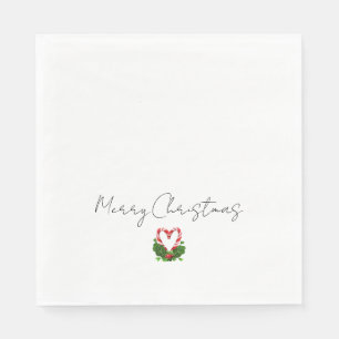 Serviette En Papier Joyeux Sucre de canne de Noël Coeur Sweet Holiday