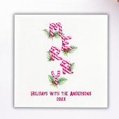 Serviette En Papier Joyeux Sucre de canne de Noël Rouge Vert Vacances