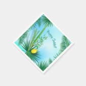 Serviette En Papier Joyeux Sukkot Lulav et Motif d'aquarelle Etrog (Coin)