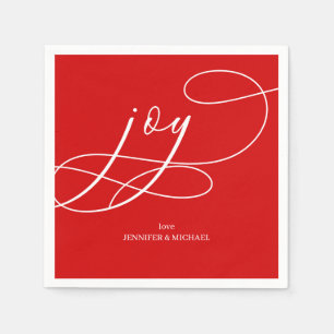 Serviette En Papier JOYEUX sur Noël rouge